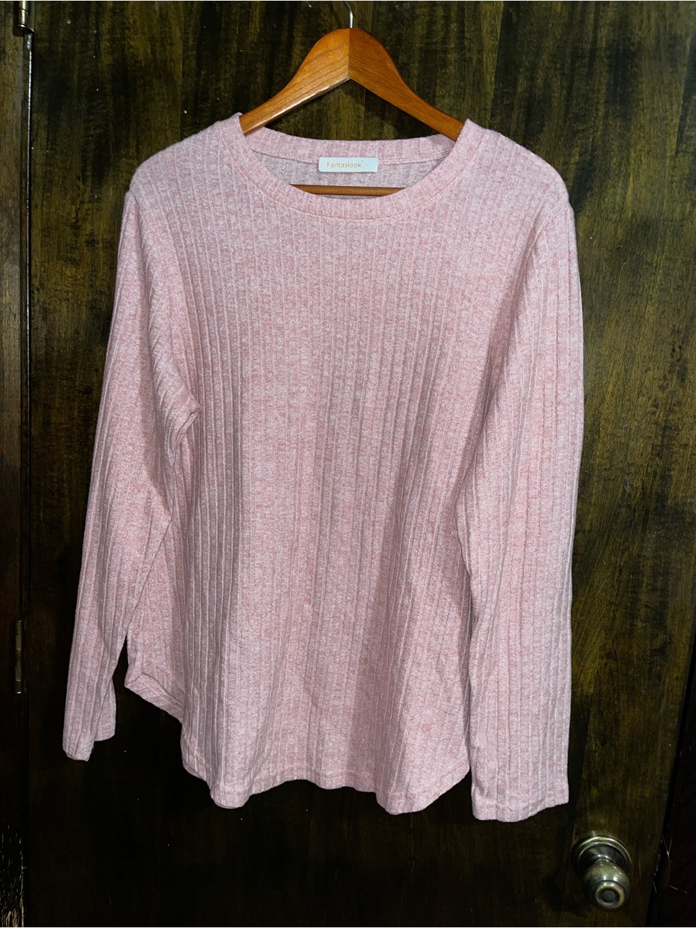 Fantaslook Pink Ribbed Long Sleeve Top